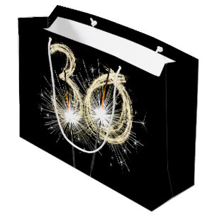 Sacola Para Presentes Grande aniversário de 30 anos Sparklers Em Preto Grande S