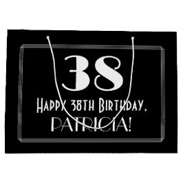 Sacola Para Presentes Grande Aniversário de 38 anos: Estilo Inspirado em Art Dé