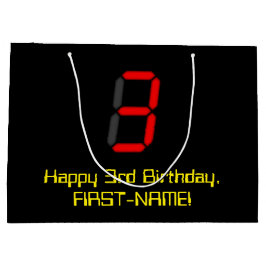 Sacola Para Presentes Grande aniversário de 3 anos: Estilo de Relógio Digital V