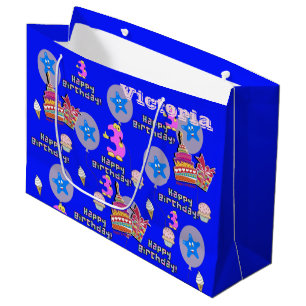 Sacola Para Presentes Grande Aniversário de 3 anos Feliz para o Presente Saco #