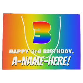 Sacola Para Presentes Grande aniversário de 3 anos: Padrão cotovelo colorido nº