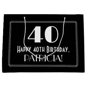 Sacola Para Presentes Grande aniversário de 40 anos: Art Deco Estilo Inspirado