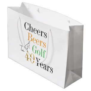 Sacola Para Presentes Grande aniversário de 40 anos Cheers e Beers Golf Party F