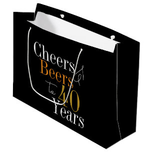 Sacola Para Presentes Grande aniversário de 40 anos Cheers e Beers Party Favor