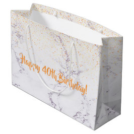 Sacola Para Presentes Grande aniversário de 40 anos marble gold gliter