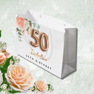Sacola Para Presentes Grande aniversário de 50 anos, aniversário de eucalipto, 