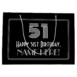 Sacola Para Presentes Grande Aniversário de 511 ruas — Art Deco Inspirou "51" &