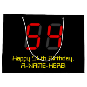 Sacola Para Presentes Grande Aniversário de 54 anos: Estilo de Relógio Digital