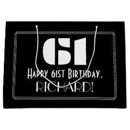 Sacola Para Presentes Grande Aniversário de 61ruas ~ Arte Deco Inspirou "61" + 