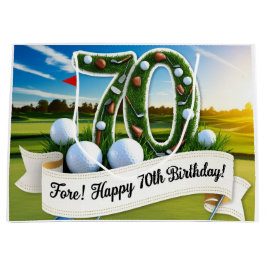Sacola Para Presentes Grande Aniversário de 70 anos de golfe para golfista