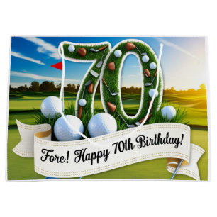 Sacola Para Presentes Grande Aniversário de 70 anos de golfe para golfista