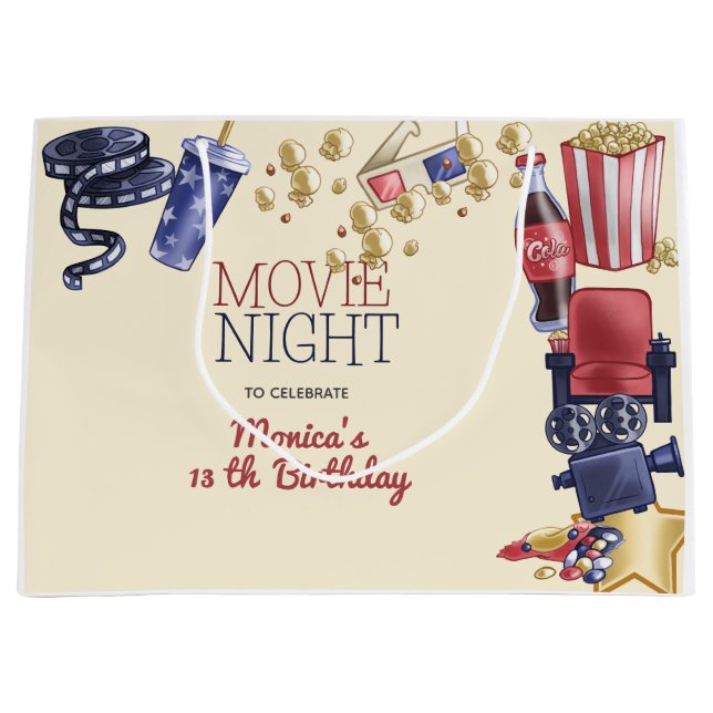 Sacola Para Presentes Grande Aniversário de cinema para crianças (Frente)