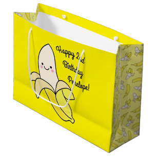 Sacola Para Presentes Grande Aniversário de criança de Banana Cute
