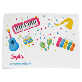 Sacola Para Presentes Grande Aniversário de criança de instrumentos musicais