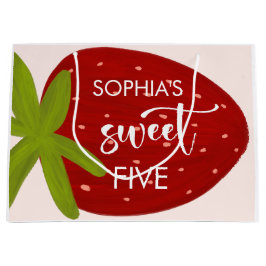 Sacola Para Presentes Grande Aniversário de criança de morango doce