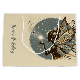 Sacola Para Presentes Grande Aniversário de criança de silhueta de fada mágica