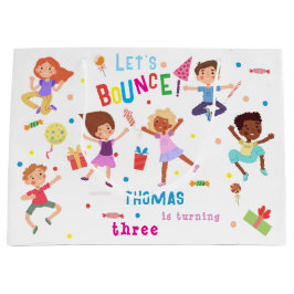 Sacola Para Presentes Grande aniversário de criança do parque de saltos de vamo