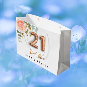 Sacola Para Presentes Grande aniversário de eucalipto aniversário de 21 anos fl
