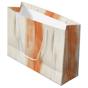 Sacola Para Presentes Grande Aniversário de Listras Laranja Creme Pêssego