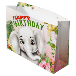 Sacola Para Presentes Grande Aniversário de Safari de Elefante
