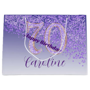 Sacola Para Presentes Grande Aniversário do 70 Roxo de bonito Queda