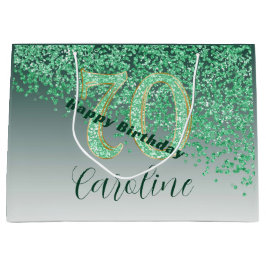 Sacola Para Presentes Grande Aniversário do 70 verde de queda bonito