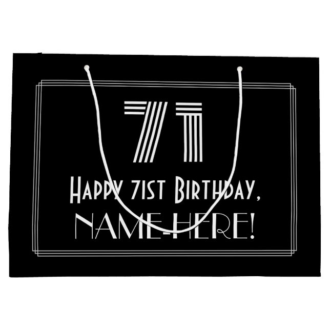 Sacola Para Presentes Grande Aniversário do 71rua — Art Deco Inspirou "71" & No (Verso)