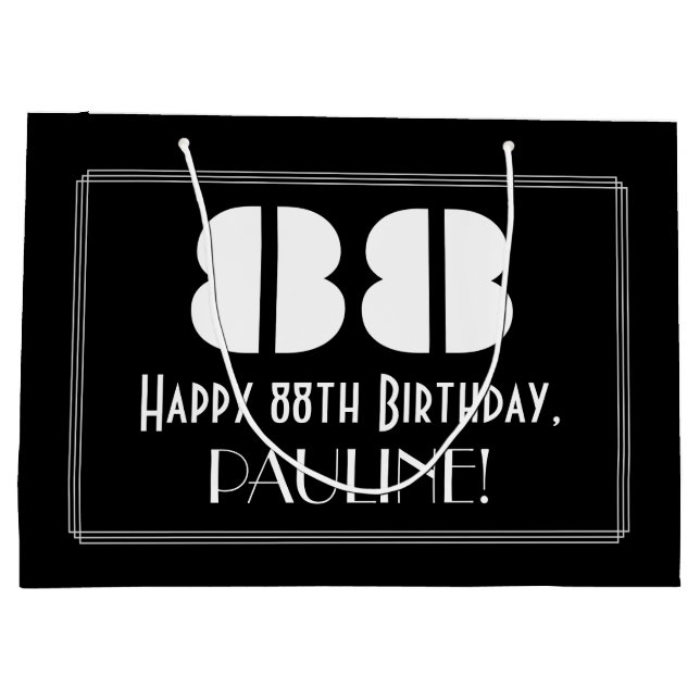 Sacola Para Presentes Grande Aniversário do 88º aniversário ~ Arte Deco Inspiro (Verso)