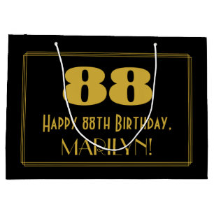 Sacola Para Presentes Grande Aniversário do 88.o — Art Deco Inspirou "88" & Nom