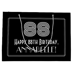 Sacola Para Presentes Grande Aniversário do 88.o — Art Deco Inspirou "88" & Nom
