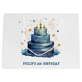 Sacola Para Presentes Grande Aniversário do bolo de aniversário azul