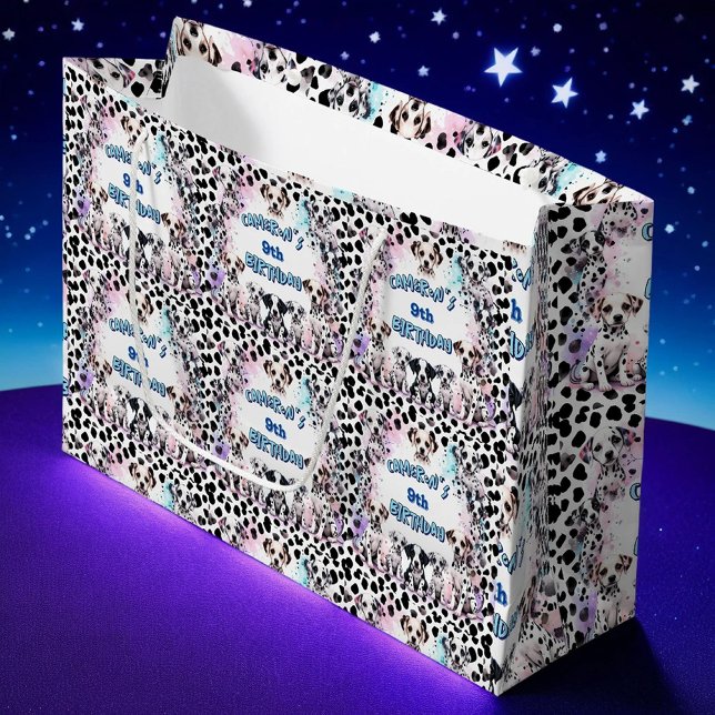 Sacola Para Presentes Grande Aniversário do Cachorro Dalmatic Puppy Puppy Paste (Criador carregado)