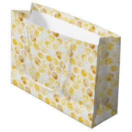 Sacola Para Presentes Grande Aniversário do Dourado Yellow Honeycomb