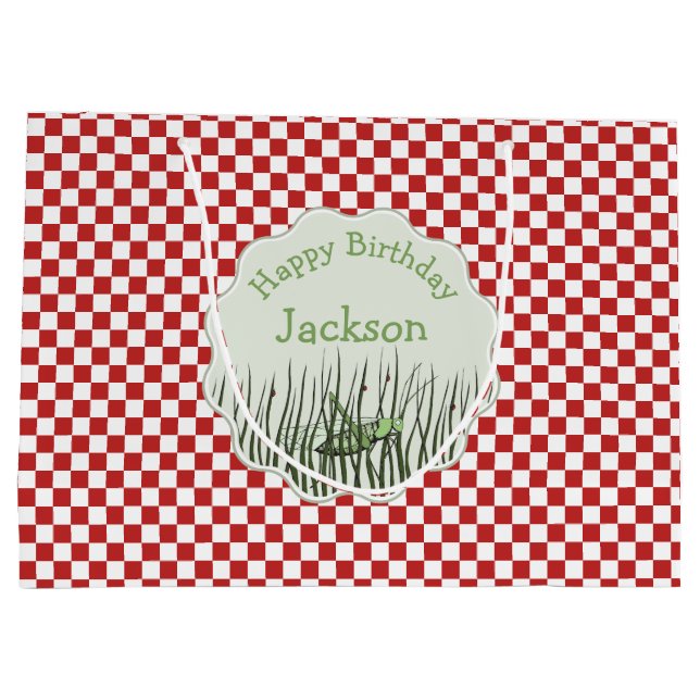 Sacola Para Presentes Grande Aniversário do Inseto do Gafanhoto (Verso)