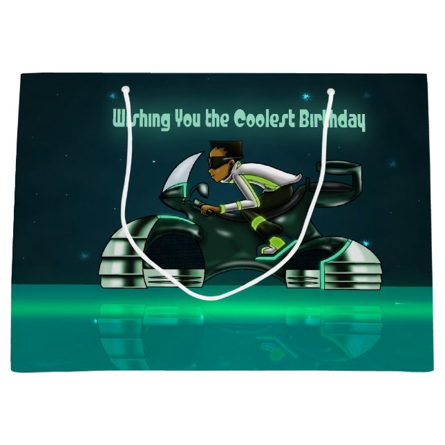 Sacola Para Presentes Grande Aniversário do legal African American Boy (Frente)