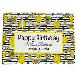 Sacola Para Presentes Grande Aniversário do Padrão de limão moderno