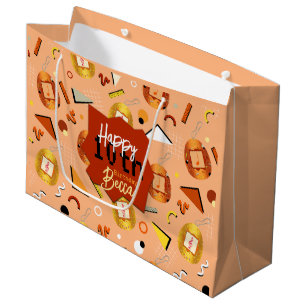 Sacola Para Presentes Grande Aniversário do Retro Orange Tamagotchi