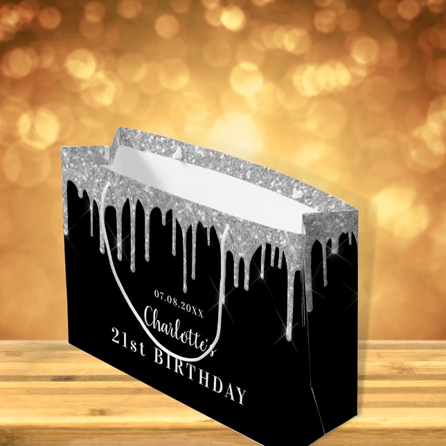 Sacola Para Presentes Grande Aniversário, dourada dobra o nome do monograma (Criador carregado)