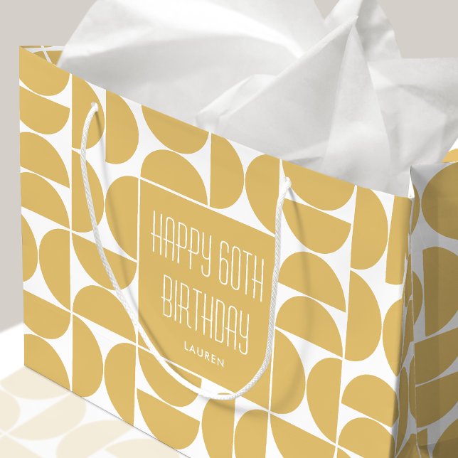 Sacola Para Presentes Grande Aniversário Moderno do Século médio Retroativo 60º (Criador carregado)