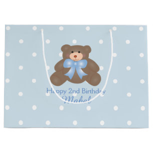 Sacola Para Presentes Grande Aniversário Pastel bonito do menino do urso de