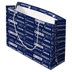 Sacola Para Presentes Grande Aniversário Personalizado Azul Marinho Chic