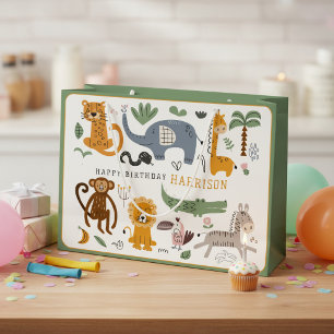 Sacola Para Presentes Grande Aniversário Personalizado Dois Selvagens Safari