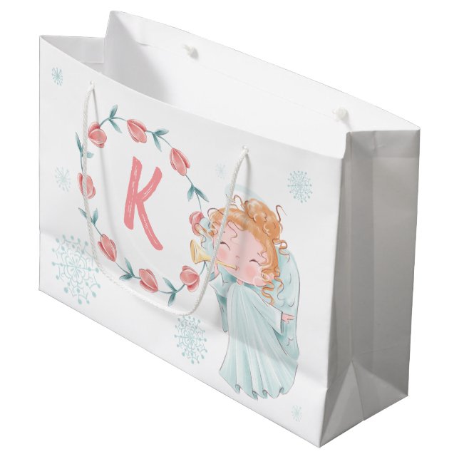 Sacola Para Presentes Grande Anjo Personalizado Fofo (Frente inclinada)