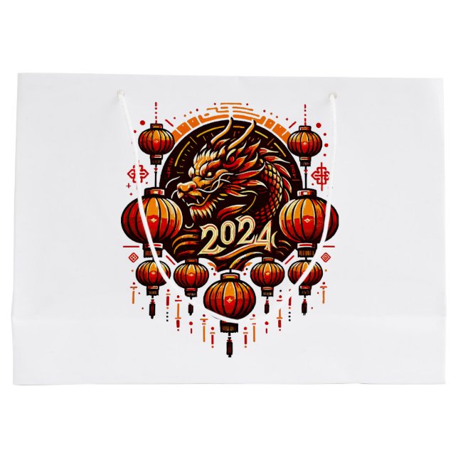 Sacola Para Presentes Grande ano novo chinês 2024 (Verso)
