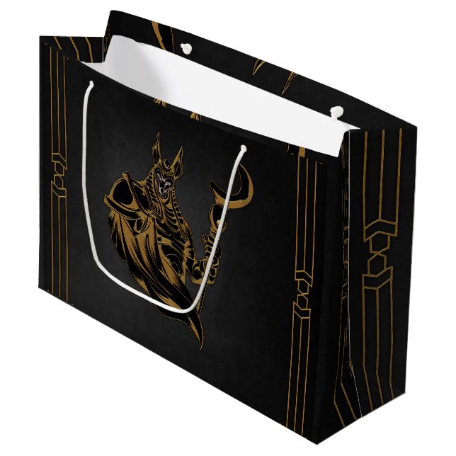 Sacola Para Presentes Grande Anubis antigo do Egito. (Frente inclinada)
