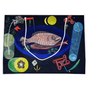 Sacola Para Presentes Grande Ao redor do peixe, Paul Klee