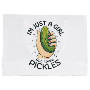 Sacola Para Presentes Grande Apenas Uma Garota Que Ama Picles - Vegan Engraçado