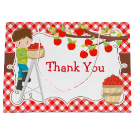 Sacola Para Presentes Grande Apple Picting Brunette Boy Festa de aniversário