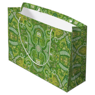 Sacola Para Presentes Grande Apple Stripe Bohemian Arabesque Patterus Chartreus