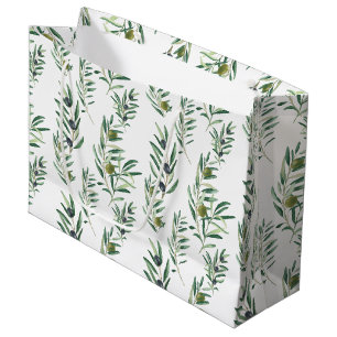 Sacola Para Presentes Grande Aquarela Estilo Country Francês Padrão Verde Oliva